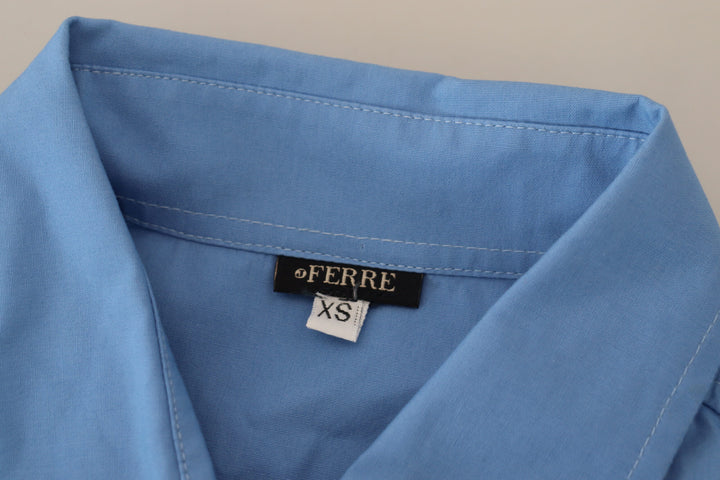 Elegantes langärmeliges Poloshirt aus blauer Baumwolle