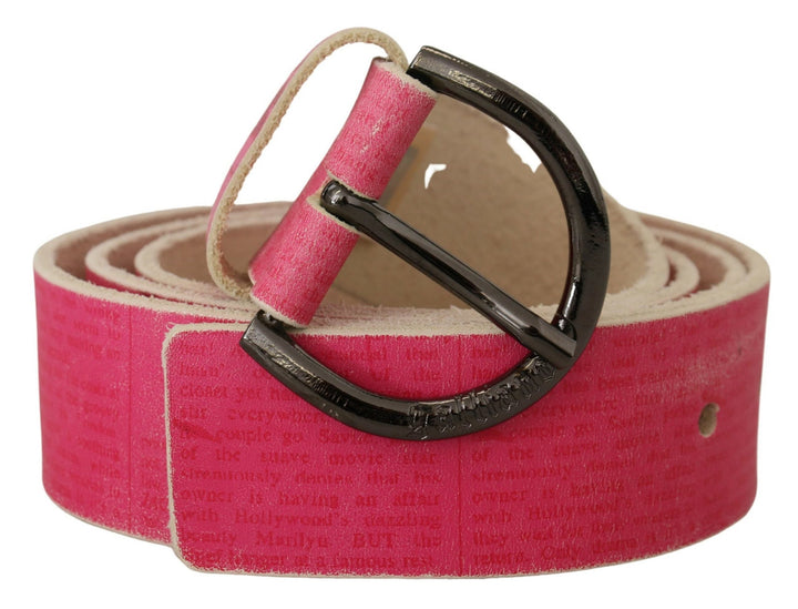 Elegant pink leather fashion belt