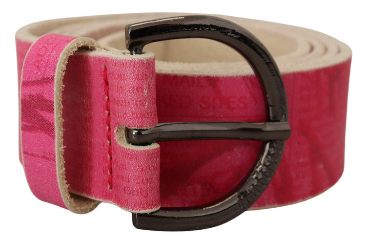 Elegant pink leather fashion belt