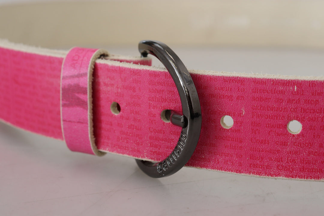 Elegant pink leather fashion belt