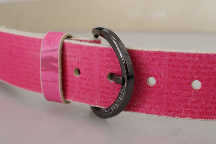 Elegant pink leather fashion belt