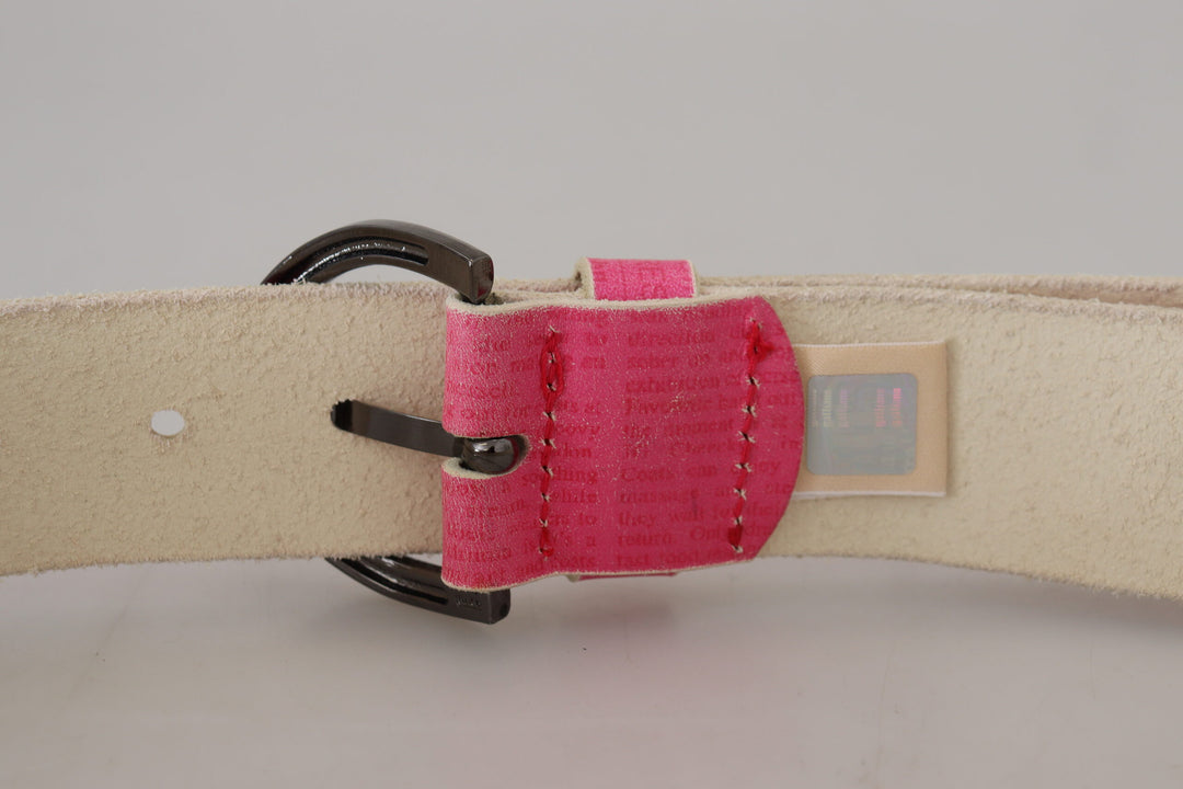 Elegant pink leather fashion belt
