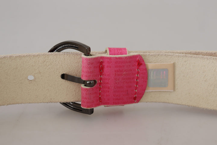 Elegant pink leather fashion belt