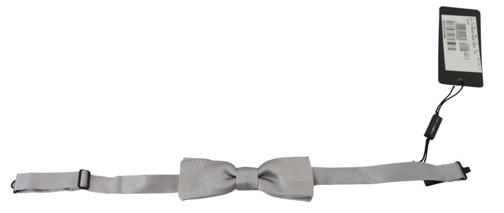 Elegant grey silk bow tie