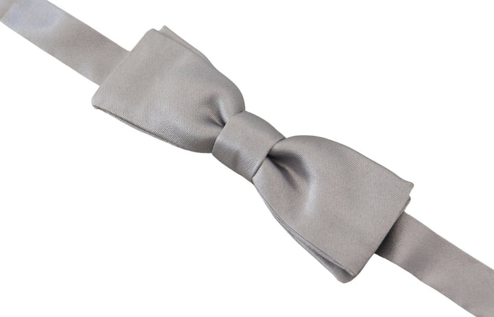Elegant grey silk bow tie