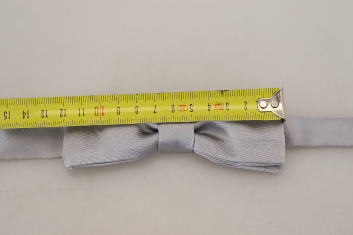 Elegant grey silk bow tie