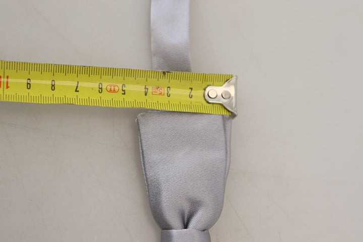 Elegant grey silk bow tie