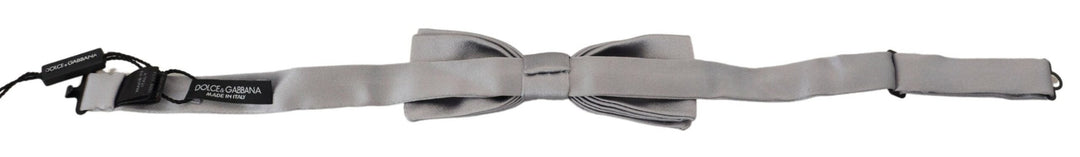 Elegant grey silk bow tie