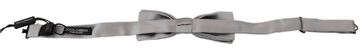 Elegant grey silk bow tie