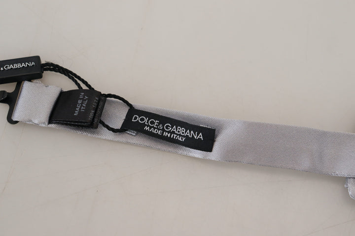 Elegant grey silk bow tie