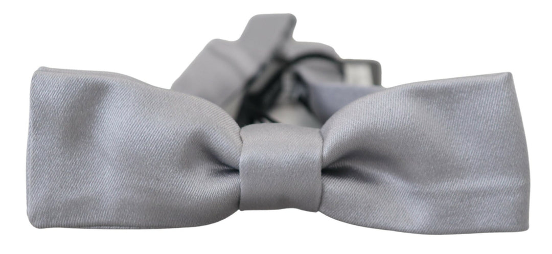 Elegant grey silk bow tie