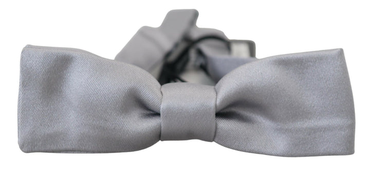 Elegant grey silk bow tie