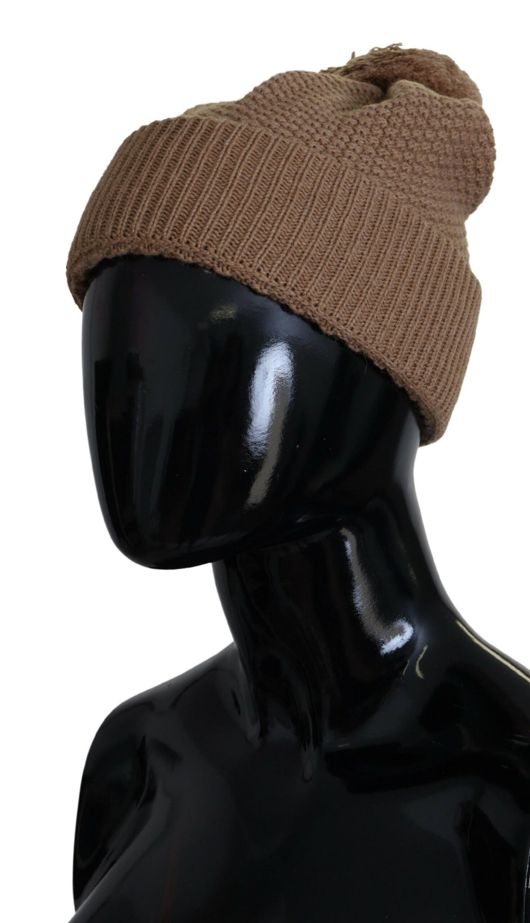 Brown Solid gestrickt Pelz Ball Winter Beanie Hut