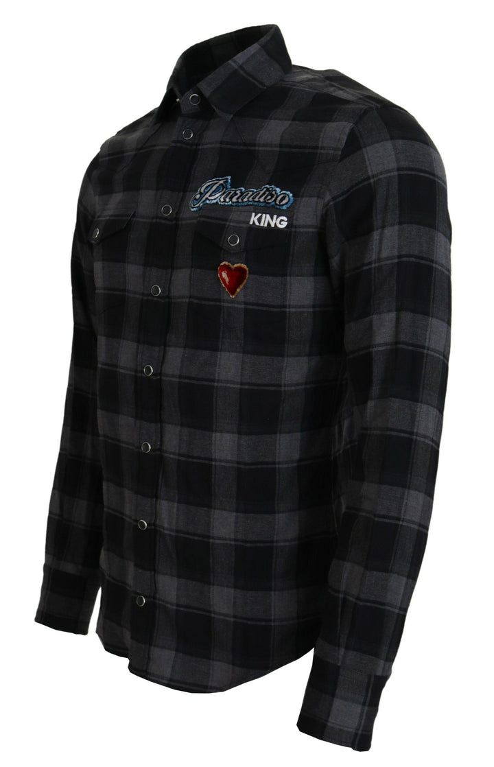 Elegant black and grey button down shirt