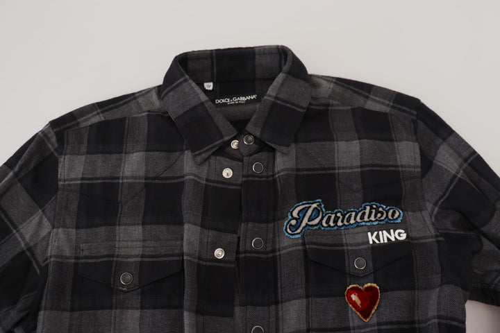Elegant black and grey button down shirt