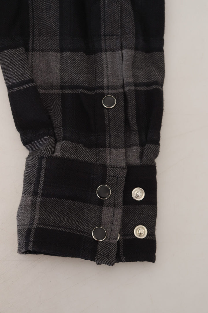 Elegant black and grey button down shirt