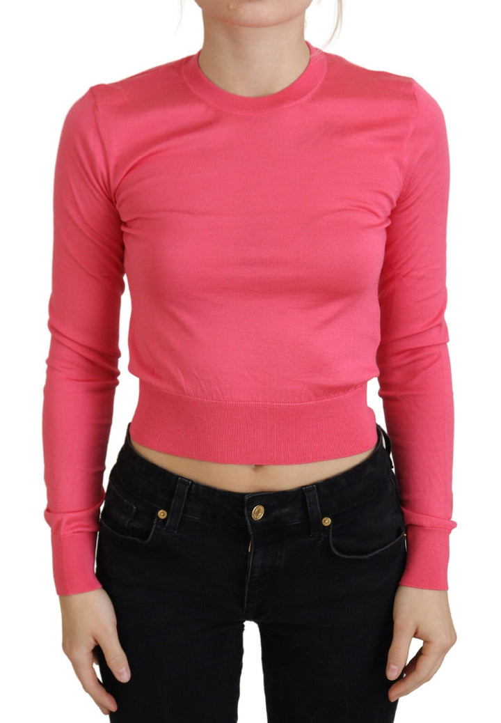 Elegant pink round neck sweater