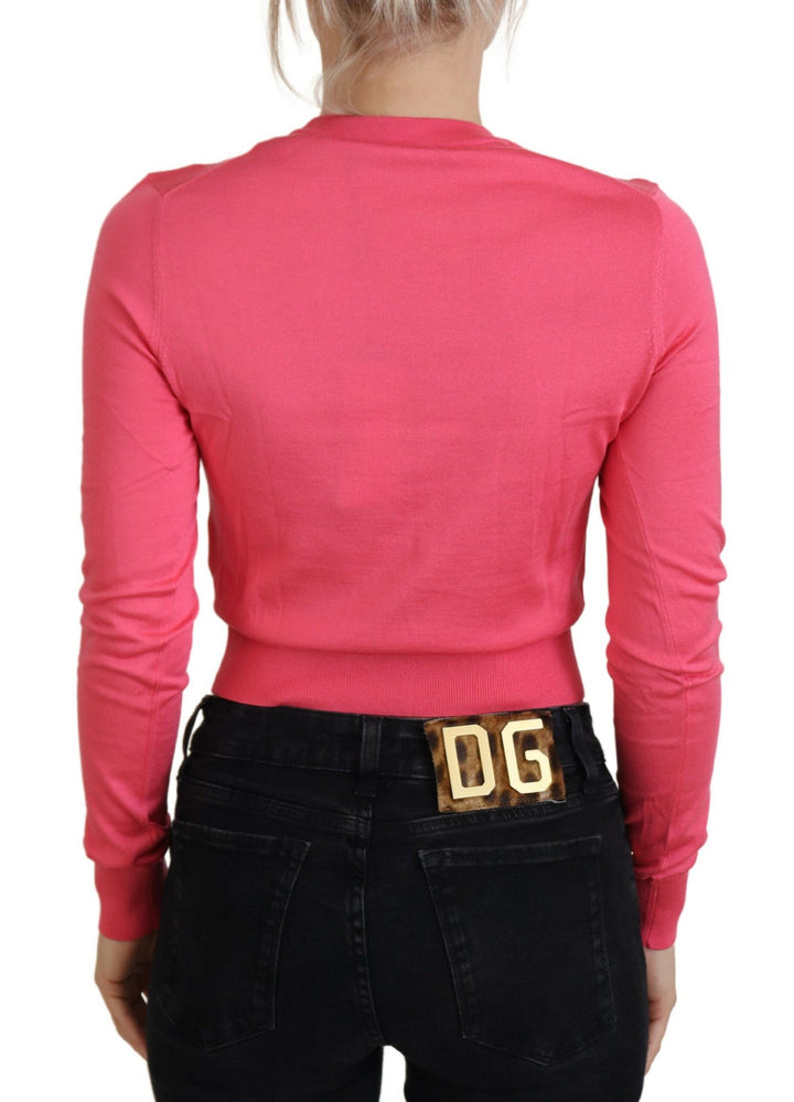 Elegant pink round neck sweater