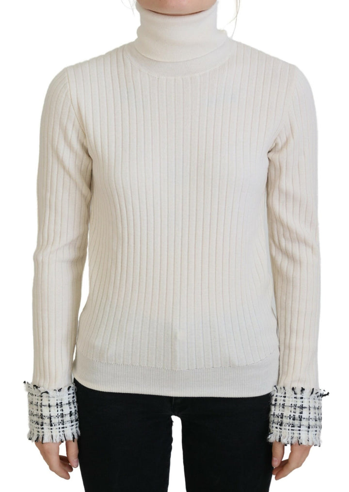 Ivory wool blend turtleneck sweater