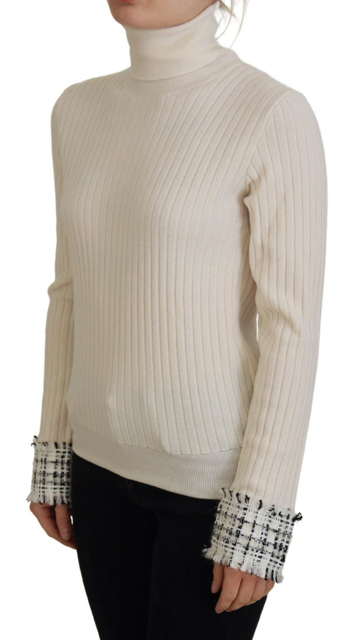 Ivory wool blend turtleneck sweater
