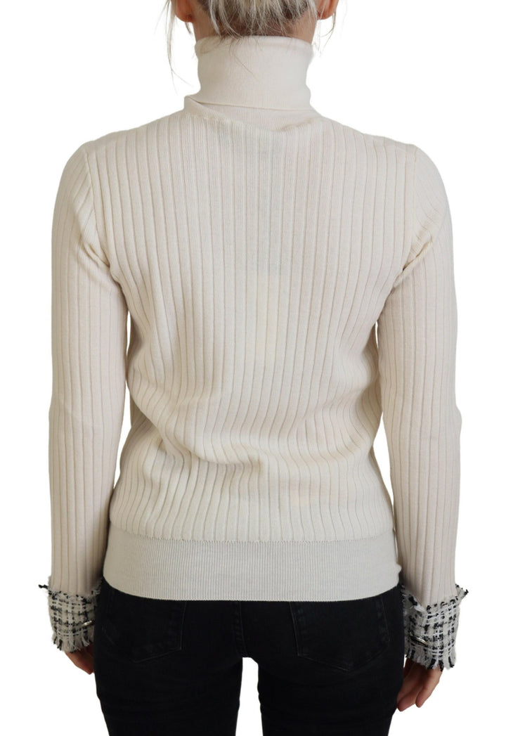Ivory wool blend turtleneck sweater