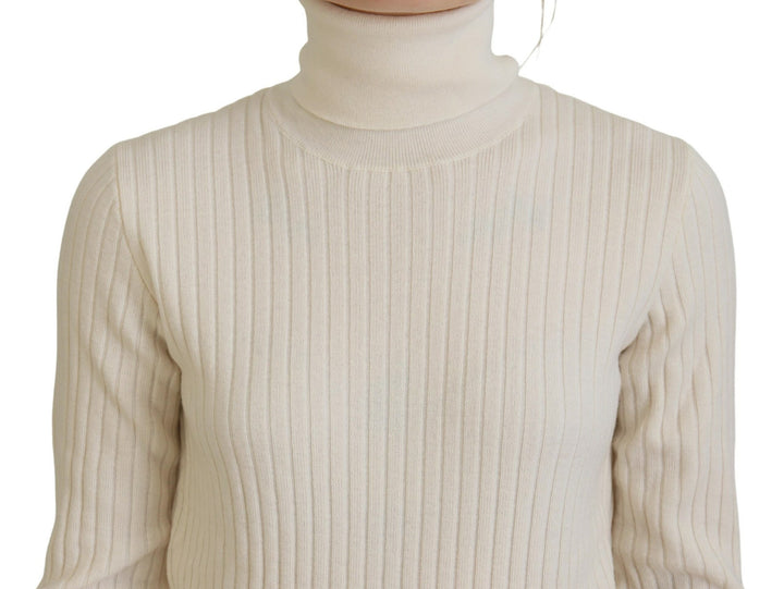 Ivory wool blend turtleneck sweater