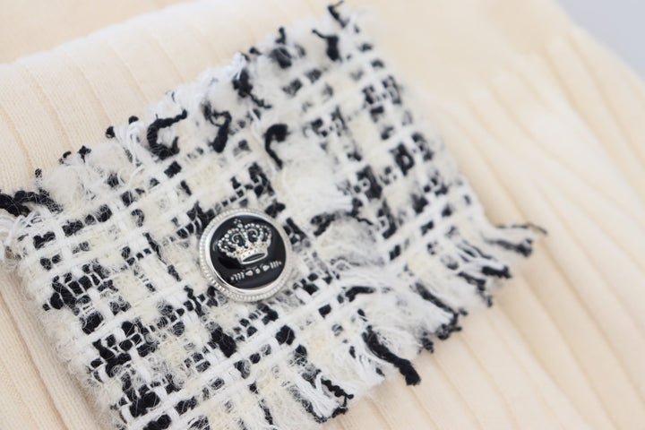 Ivory wool blend turtleneck sweater