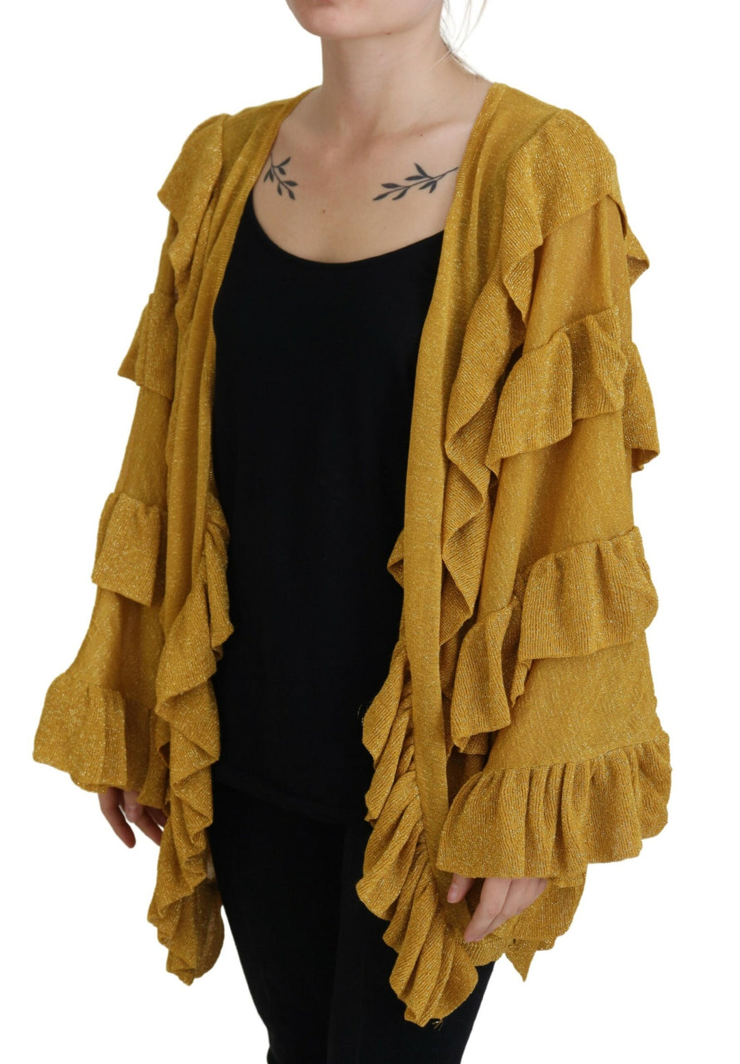 Elegant golden cardigan sweater