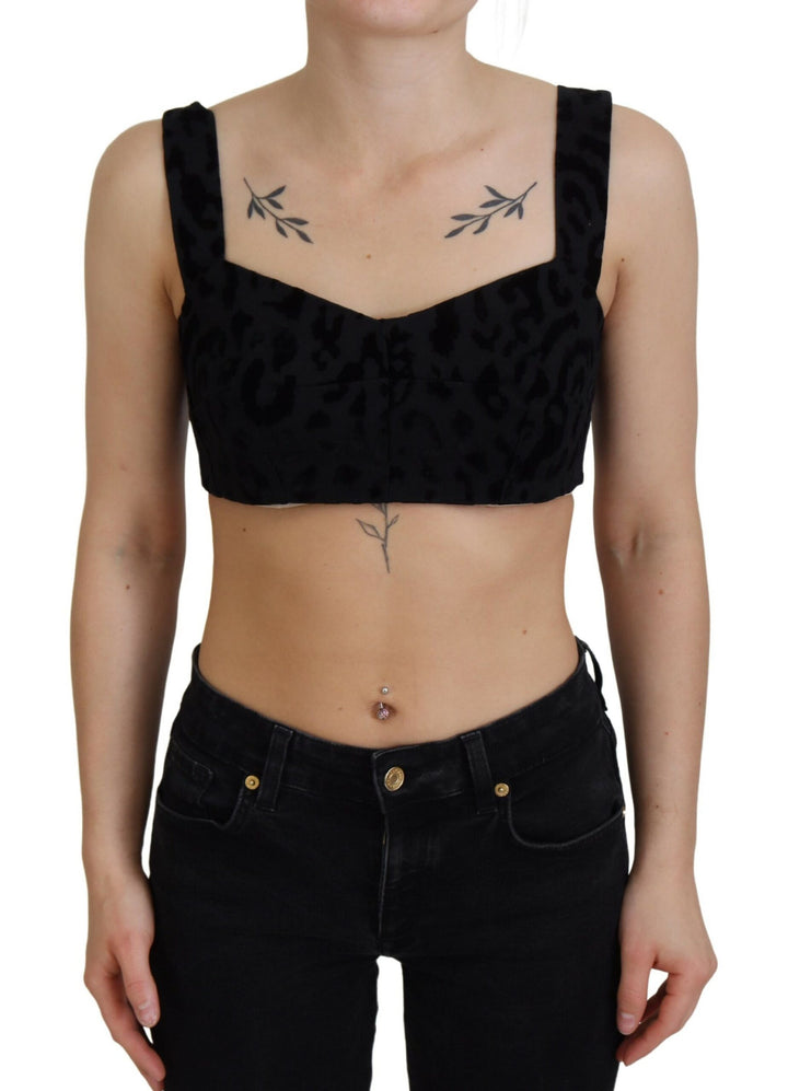 Schwarzer Leopard Beschnittenes Bustier Korsett-BH Top