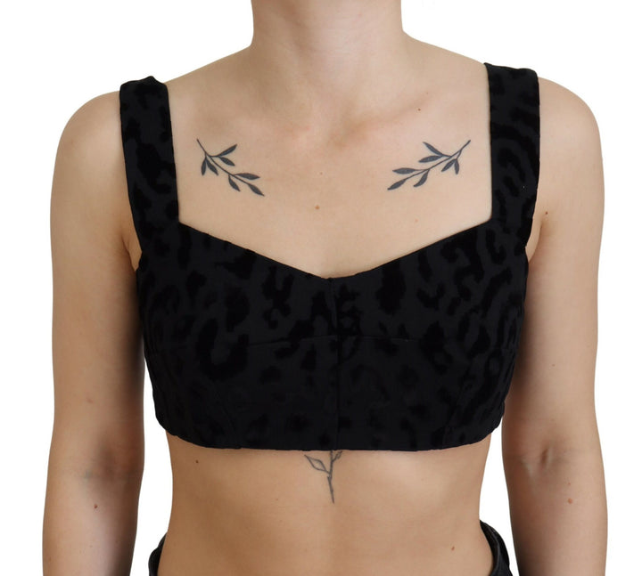 Schwarzer Leopard Beschnittenes Bustier Korsett-BH Top
