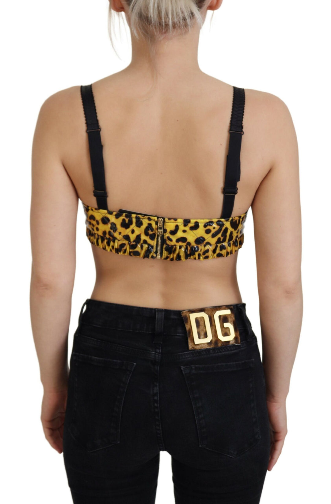 Gelbes Leopard-geschnittenes Bustier-Korsett-BH-Oberteil