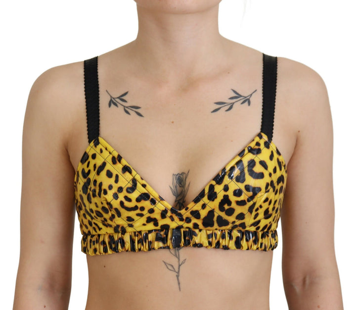 Gelbes Leopard-geschnittenes Bustier-Korsett-BH-Oberteil