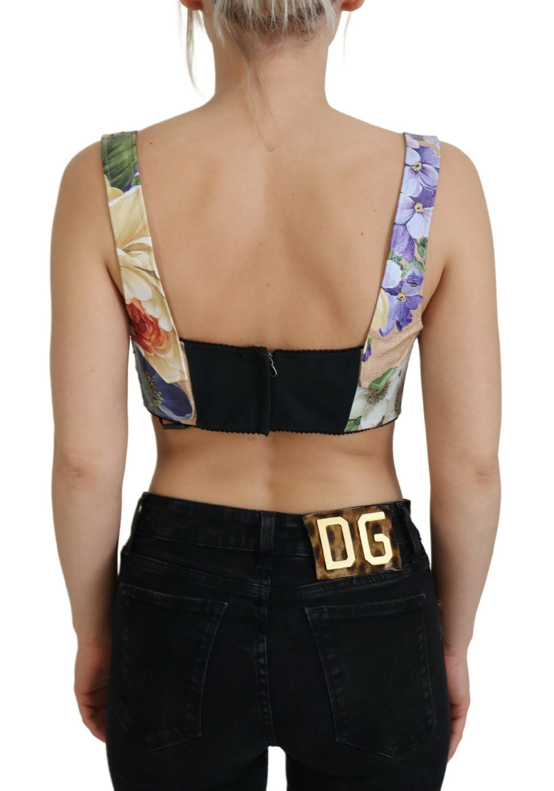 Bustier crop top with floral print