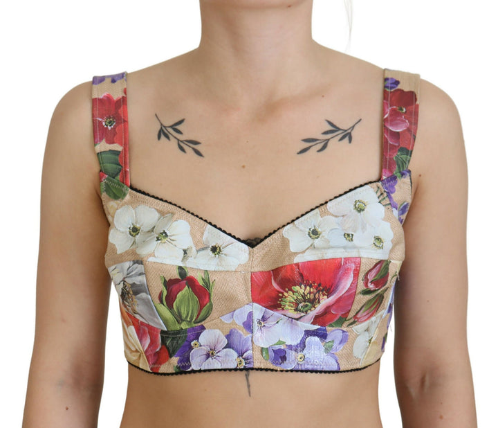 Bustier crop top with floral print