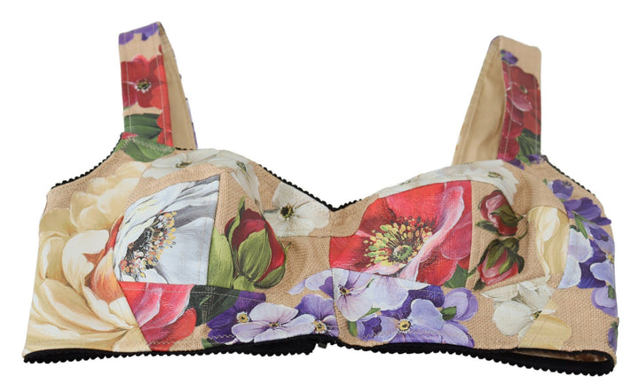 Bustier crop top with floral print