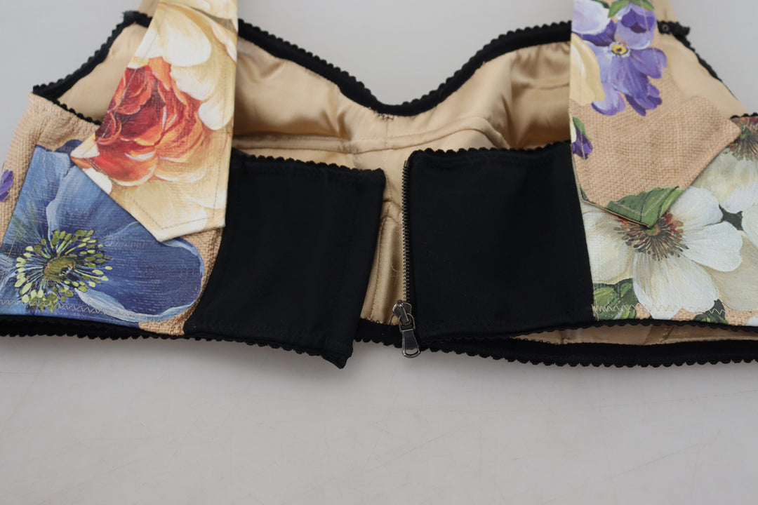 Bustier crop top with floral print