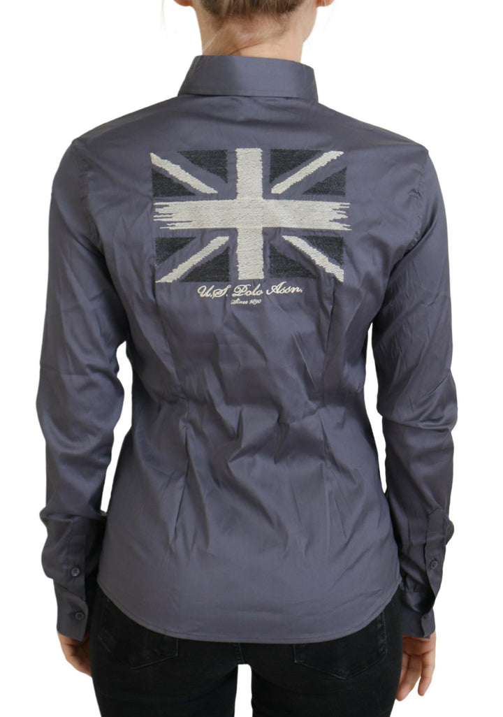 Elegant grey long-sleeved polo shirt