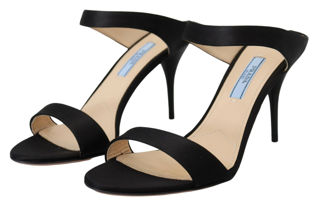 Elegante Schwarze Leder Heels Pumps