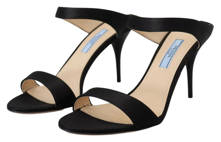 Elegante Schwarze Leder Heels Pumps