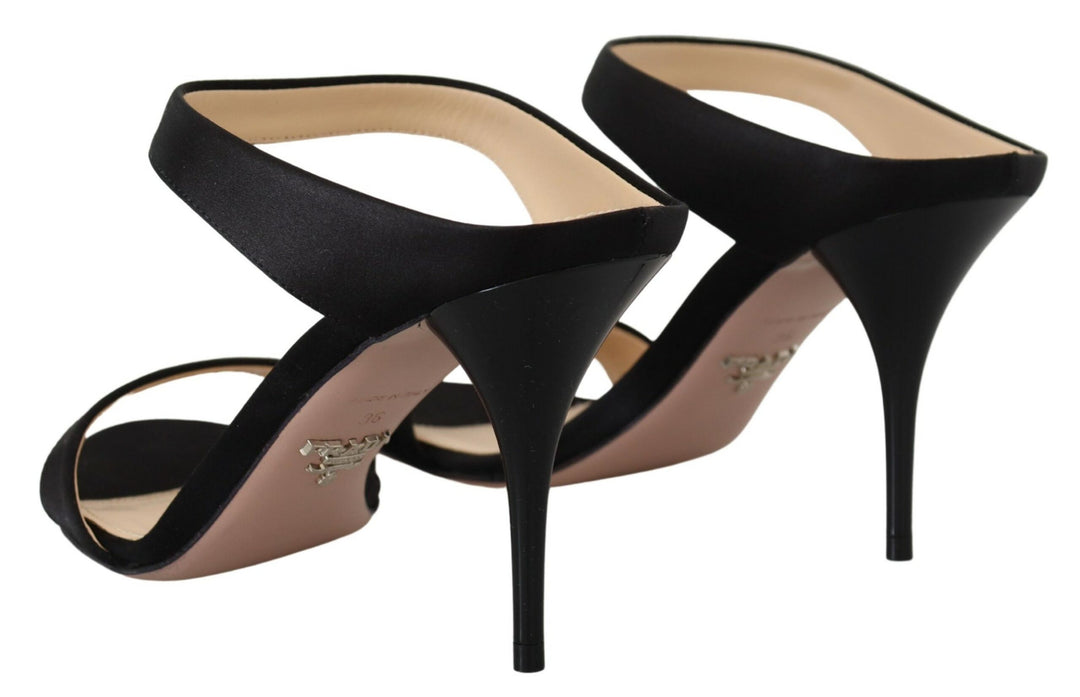 Elegante Schwarze Leder Heels Pumps