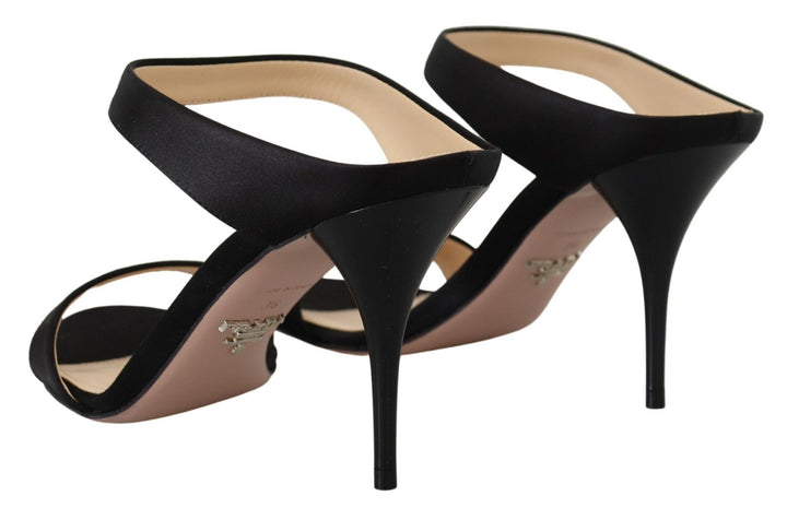 Elegante Schwarze Leder Heels Pumps