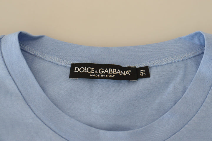 Dolce & Gabbana Elegantes hellblaues Baumwoll-T-Shirt