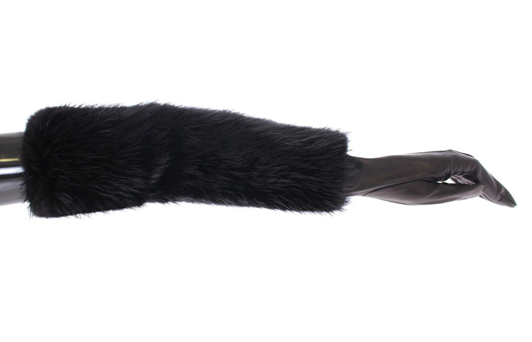 Elegant elbow-length beaver fur gloves
