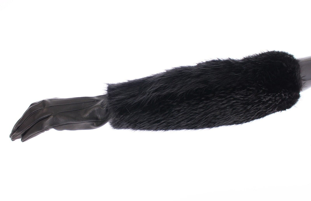 Elegant elbow-length beaver fur gloves