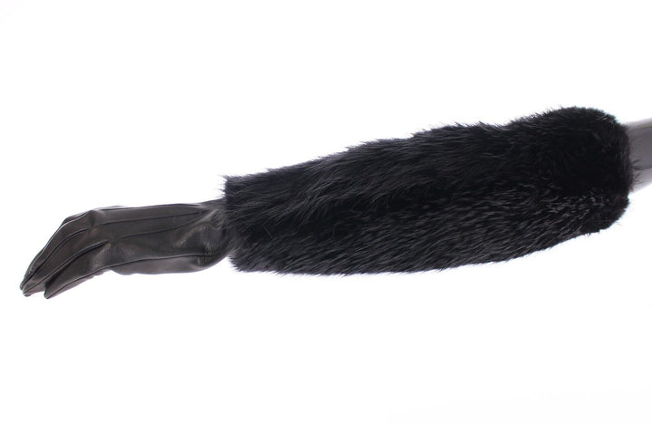 Elegant elbow-length beaver fur gloves