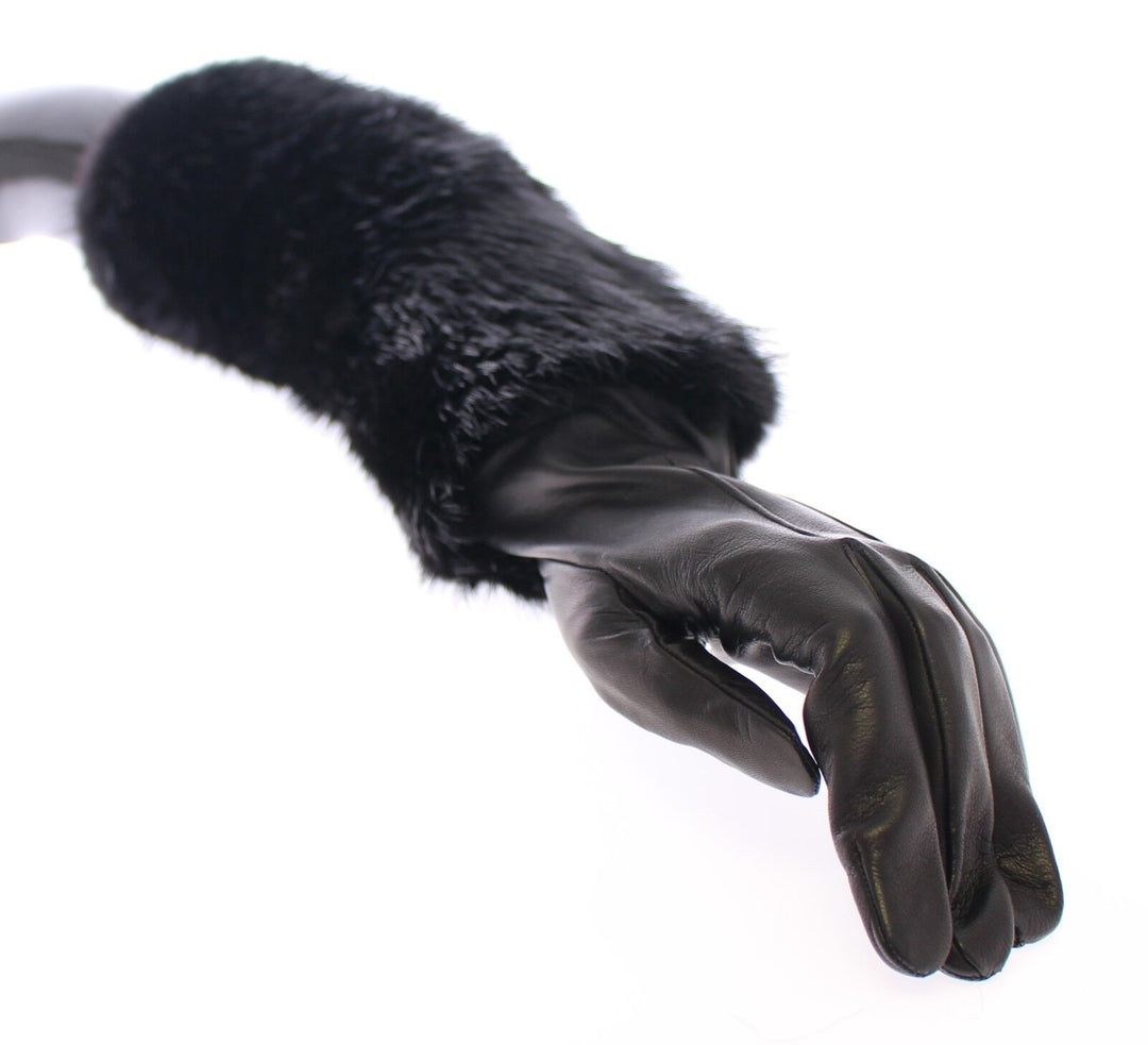 Elegant elbow-length beaver fur gloves