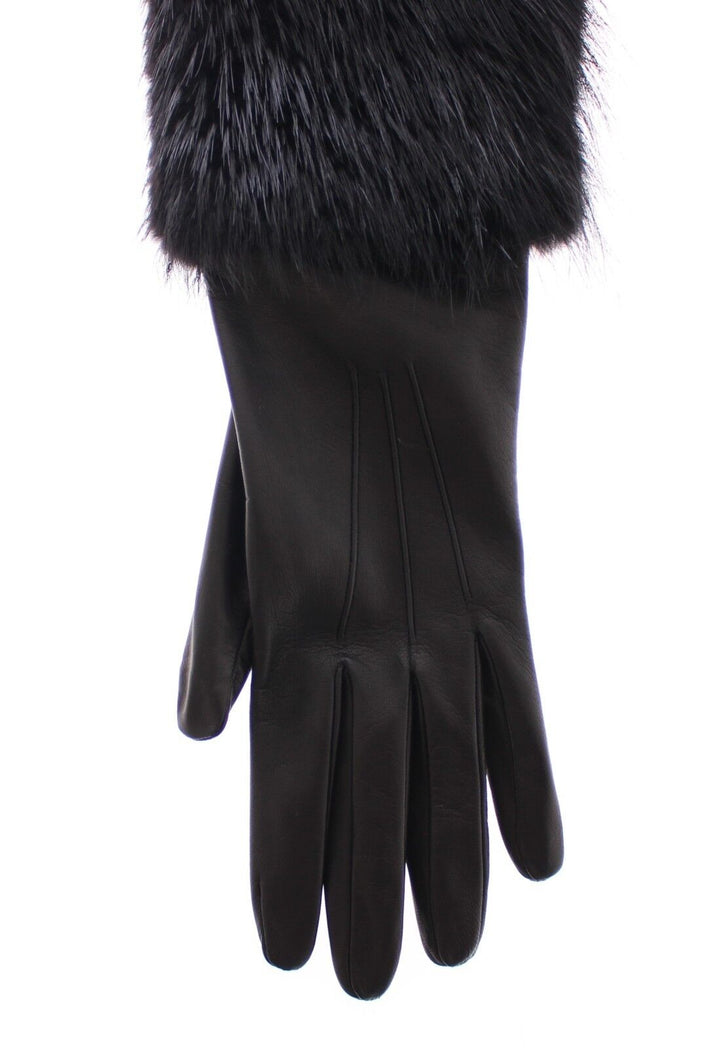 Elegant elbow-length beaver fur gloves