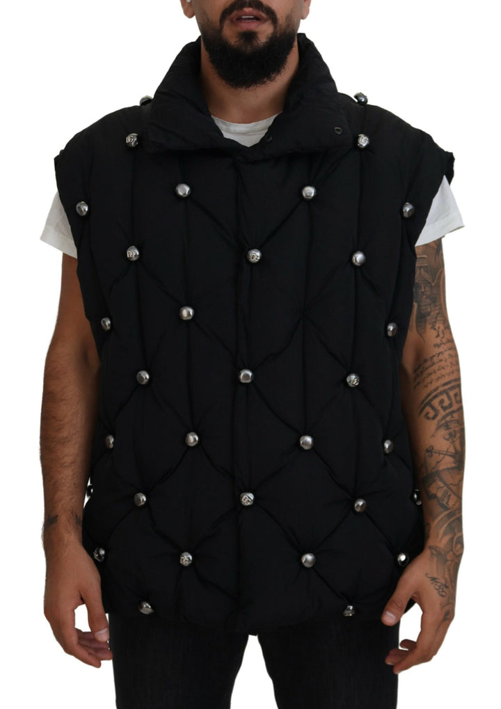 Elegant black sleeveless vest jacket