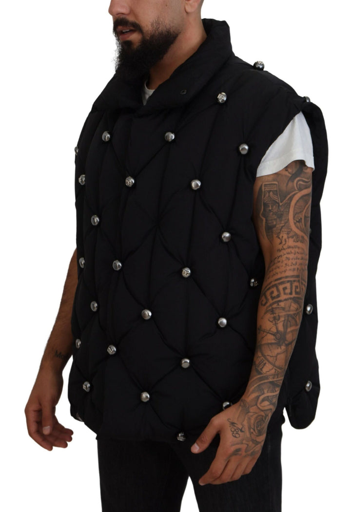 Elegant black sleeveless vest jacket