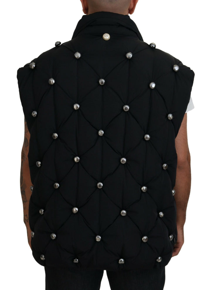 Elegant black sleeveless vest jacket